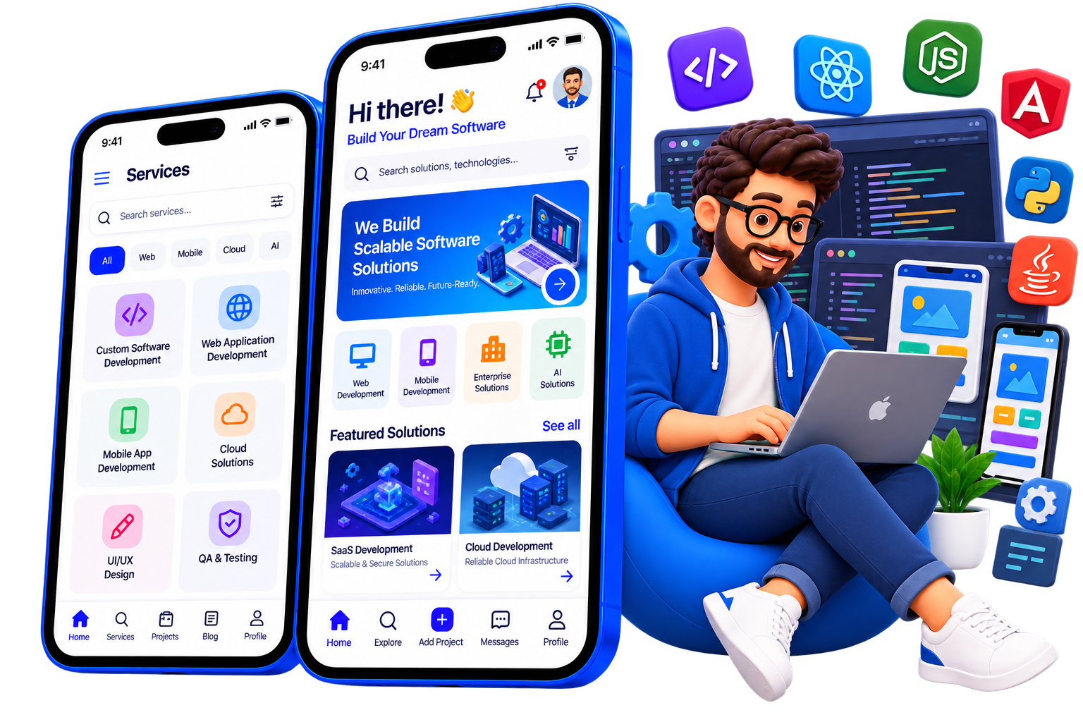 Software development in Bangalore featuring custom software, cloud solutions and enterprise systems