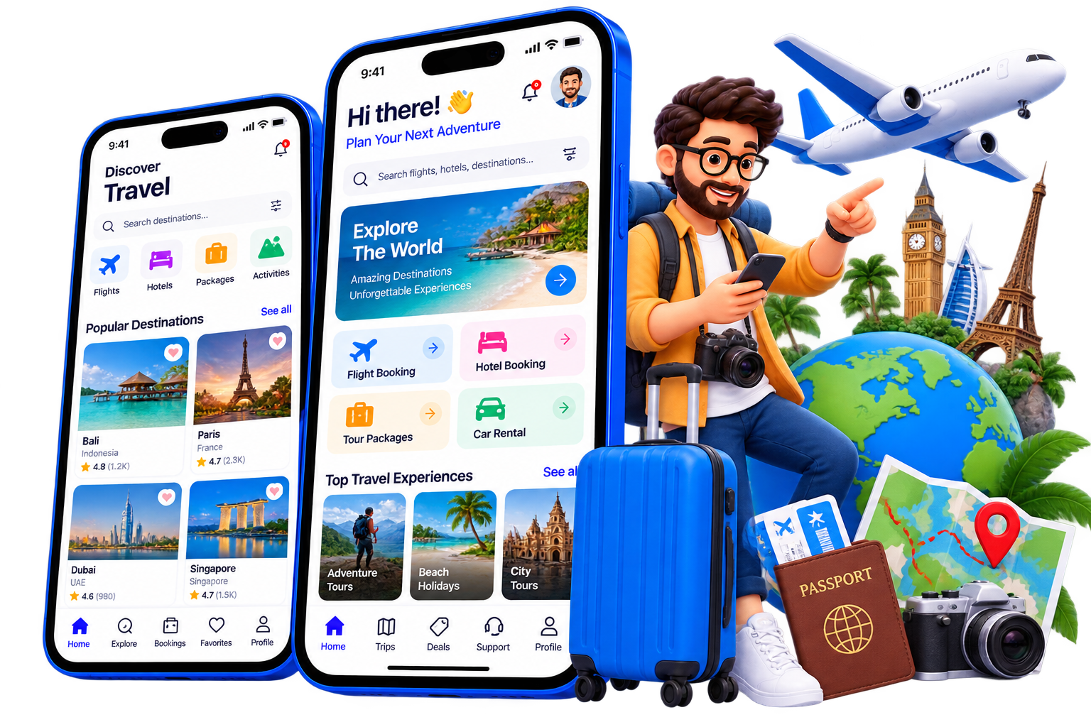 Travel and tourism app development in Bangalore featuring booking systems, GPS navigation and itinerary planning